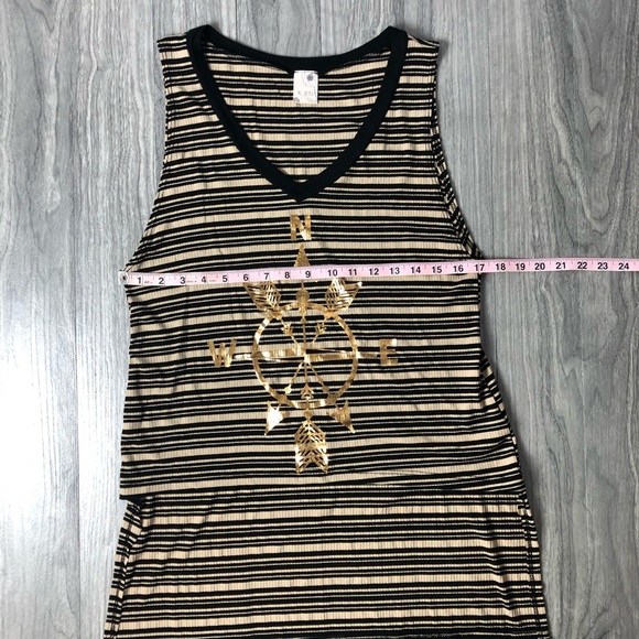 Gold Compass print Striped Hi-Low Tank Top - Picture 7 of 9